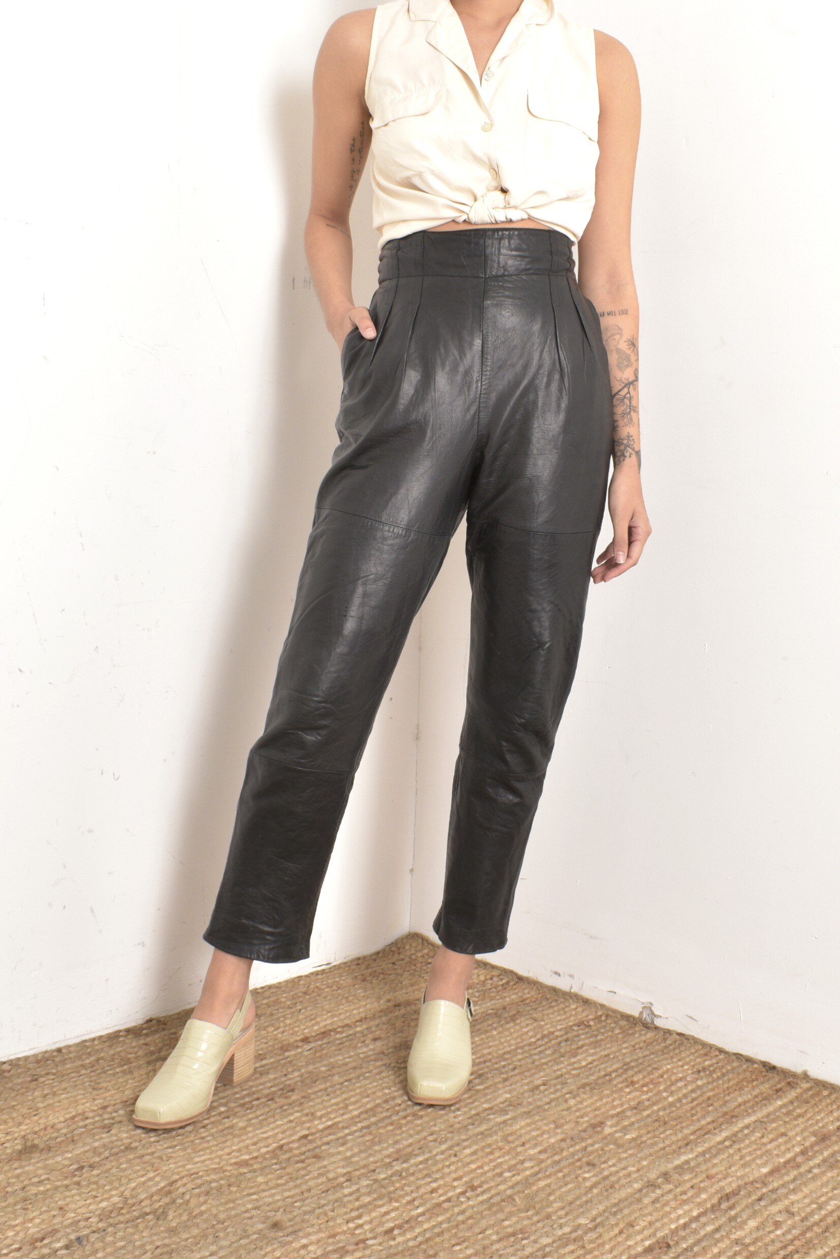 1980s Buttery Soft Leather Trousers-medium — La Poubelle Vintage